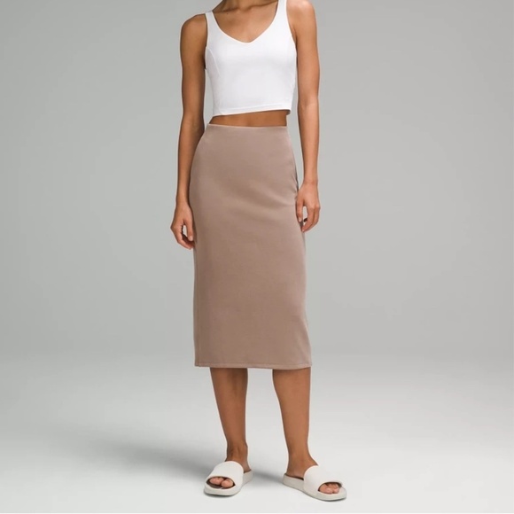 Rudsak Column knit Skirt Taupe beige brown Viscose Nylon Stretch Lightweight S - Picture 1 of 15